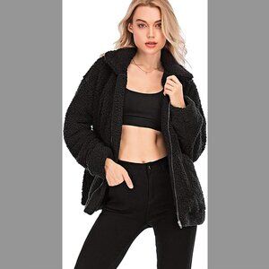 Faux Shearling Jacket Lapel Fleece Fuzzy Jacket Winter Oversized Outwear Jackets